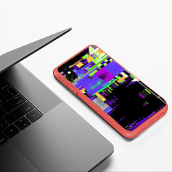 Чехол iPhone XS Max матовый Глитч эффект, цвет: 3D-красный — фото 2