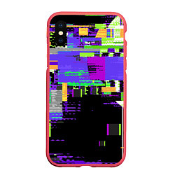 Чехол iPhone XS Max матовый Глитч эффект, цвет: 3D-красный