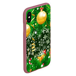 Чехол iPhone XS Max матовый Новогоднее Настроение Елка, цвет: 3D-малиновый — фото 2