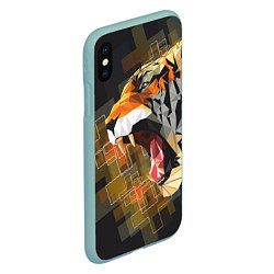 Чехол iPhone XS Max матовый Тигр в гневе, цвет: 3D-мятный — фото 2
