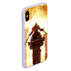 Чехол iPhone XS Max матовый GOD OF WAR КРАТОС В ЦЕПЯХ, цвет: 3D-светло-сиреневый — фото 2