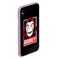 Чехол iPhone XS Max матовый LA CASA DE PAPEL DISOBEY БУМАЖНЫЙ ДОМ, цвет: 3D-сиреневый — фото 2