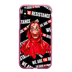 Чехол iPhone XS Max матовый БУМАЖНЫЙ ДОМ WE ARE THE RESISTANCE, цвет: 3D-малиновый