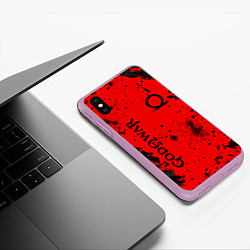 Чехол iPhone XS Max матовый God of War Брызги крови, цвет: 3D-сиреневый — фото 2