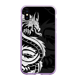 Чехол iPhone XS Max матовый ЯПОНСКИЙ БЕЛЫЙ ДРАКОН JAPAN WHITE DRAGON, цвет: 3D-сиреневый