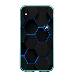 Чехол iPhone XS Max матовый BMW blue neon theme, цвет: 3D-мятный