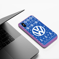 Чехол iPhone XS Max матовый Volkswagen Новогодний, цвет: 3D-фиолетовый — фото 2