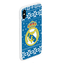 Чехол iPhone XS Max матовый Реал Мадрид Новогодний, цвет: 3D-белый — фото 2