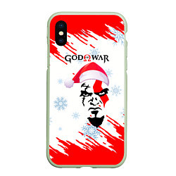 Чехол iPhone XS Max матовый Новогодний God of War, цвет: 3D-салатовый