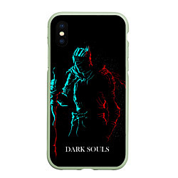 Чехол iPhone XS Max матовый Dark Souls NEON Силуэт, цвет: 3D-салатовый