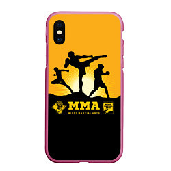 Чехол iPhone XS Max матовый ММА Mixed Martial Arts, цвет: 3D-малиновый