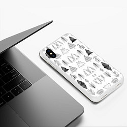 Чехол iPhone XS Max матовый Елки Черные, цвет: 3D-белый — фото 2