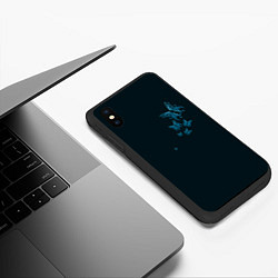 Чехол iPhone XS Max матовый Стая неоновых бабочек, цвет: 3D-черный — фото 2