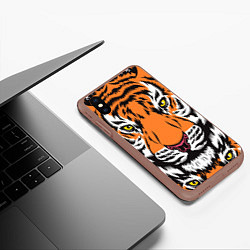 Чехол iPhone XS Max матовый ТИГР СИМВОЛ НОВОГО ГОДА 2022 TIGER, цвет: 3D-коричневый — фото 2