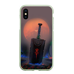 Чехол iPhone XS Max матовый БЕРСЕРК МЕЧ С КЛЕЙМОМ, цвет: 3D-салатовый