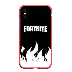 Чехол iPhone XS Max матовый Fortnite Огонь, цвет: 3D-красный