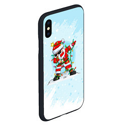 Чехол iPhone XS Max матовый Santa Dabbing в гирлянде, цвет: 3D-черный — фото 2