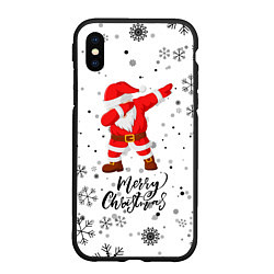 Чехол iPhone XS Max матовый Santa Dabbing идет снег