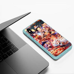 Чехол iPhone XS Max матовый Новый год в геншин импакте все герои, цвет: 3D-мятный — фото 2