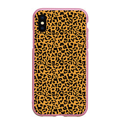 Чехол iPhone XS Max матовый Леопард Leopard, цвет: 3D-розовый