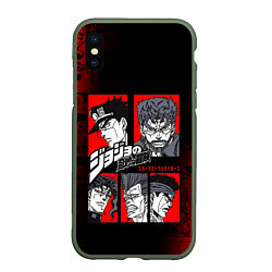 Чехол iPhone XS Max матовый JOJO BIZARRE ADVENTURE ДЖОДЖО АРТ, цвет: 3D-темно-зеленый