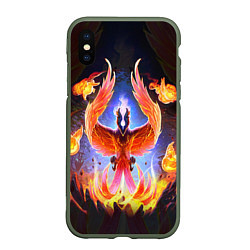 Чехол iPhone XS Max матовый DOTA 2 ФЕНИКС, цвет: 3D-темно-зеленый