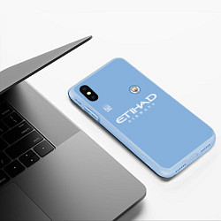 Чехол iPhone XS Max матовый Bernardo 20 MCFC игровая, цвет: 3D-голубой — фото 2