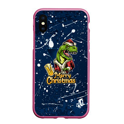 Чехол iPhone XS Max матовый Merry Christmas Пивозавр