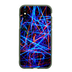 Чехол iPhone XS Max матовый NEON LINES Glowing Lines Effect, цвет: 3D-темно-зеленый