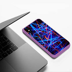 Чехол iPhone XS Max матовый NEON LINES Glowing Lines Effect, цвет: 3D-фиолетовый — фото 2
