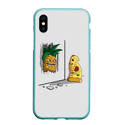 Чехол iPhone XS Max матовый HERES PINEAPPLE!, цвет: 3D-мятный