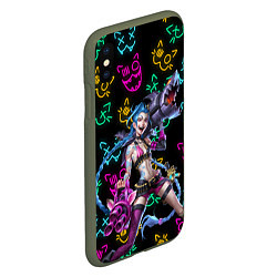 Чехол iPhone XS Max матовый JINX ARCANE NEON MEOW! LOL, цвет: 3D-темно-зеленый — фото 2