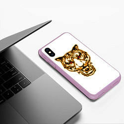 Чехол iPhone XS Max матовый Тигр с классным и уникальным дизайном в крутом сти, цвет: 3D-сиреневый — фото 2