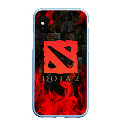 Чехол iPhone XS Max матовый DOTA 2 ЛОГО В ОГНЕ, ПЕРСОНАЖИ, цвет: 3D-голубой