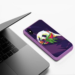 Чехол iPhone XS Max матовый Панда с бамбуком, цвет: 3D-фиолетовый — фото 2