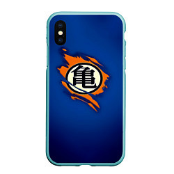 Чехол iPhone XS Max матовый Рваный логотип Гоку Dragon Ball, цвет: 3D-мятный