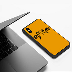 Чехол iPhone XS Max матовый Взгляд тигра fire theme, цвет: 3D-черный — фото 2