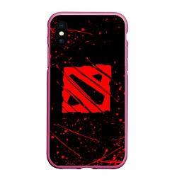 Чехол iPhone XS Max матовый DOTA 2 БРЫЗГИ КРАСОК, КРОВЬ, цвет: 3D-малиновый