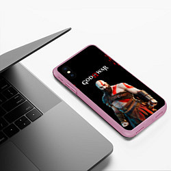 Чехол iPhone XS Max матовый God of War красные разводы, цвет: 3D-розовый — фото 2