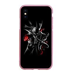 Чехол iPhone XS Max матовый One Punch Man Saitama, цвет: 3D-розовый