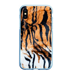 Чехол iPhone XS Max матовый Шкура тигра Новый год 2022, цвет: 3D-голубой