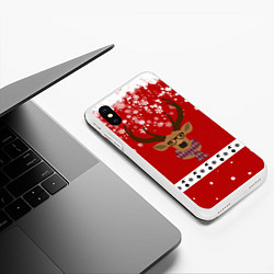 Чехол iPhone XS Max матовый Олень в снежинках, цвет: 3D-белый — фото 2