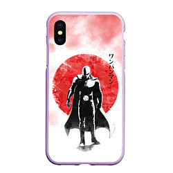 Чехол iPhone XS Max матовый Сайтама красный дым One Punch-Man, цвет: 3D-сиреневый