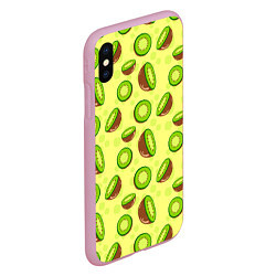 Чехол iPhone XS Max матовый Киви паттерн, цвет: 3D-розовый — фото 2