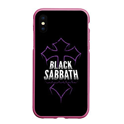 Чехол iPhone XS Max матовый Black Sabbat Cross, цвет: 3D-малиновый