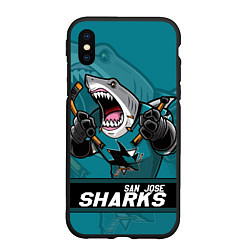 Чехол iPhone XS Max матовый San Jose Sharks, Сан Хосе Шаркс, цвет: 3D-черный