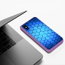 Чехол iPhone XS Max матовый Неоновые 3D ПЛИТЫ, цвет: 3D-фиолетовый — фото 2