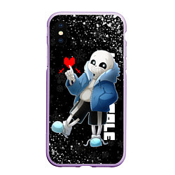 Чехол iPhone XS Max матовый НОВОГОДНИЙ САНС UNDERTALE НОВЫЙ ГОД, цвет: 3D-сиреневый