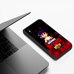 Чехол iPhone XS Max матовый ФЭНГ БРАВЛ СТАРС, FANG BRAWL STARS ОГОНЬ, цвет: 3D-черный — фото 2