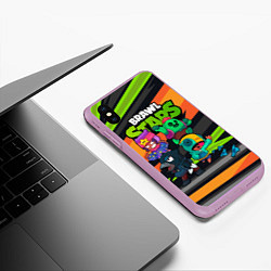 Чехол iPhone XS Max матовый Компания Brawl Stars, цвет: 3D-сиреневый — фото 2